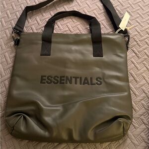 Gray  Messenger Tote with Black Straps